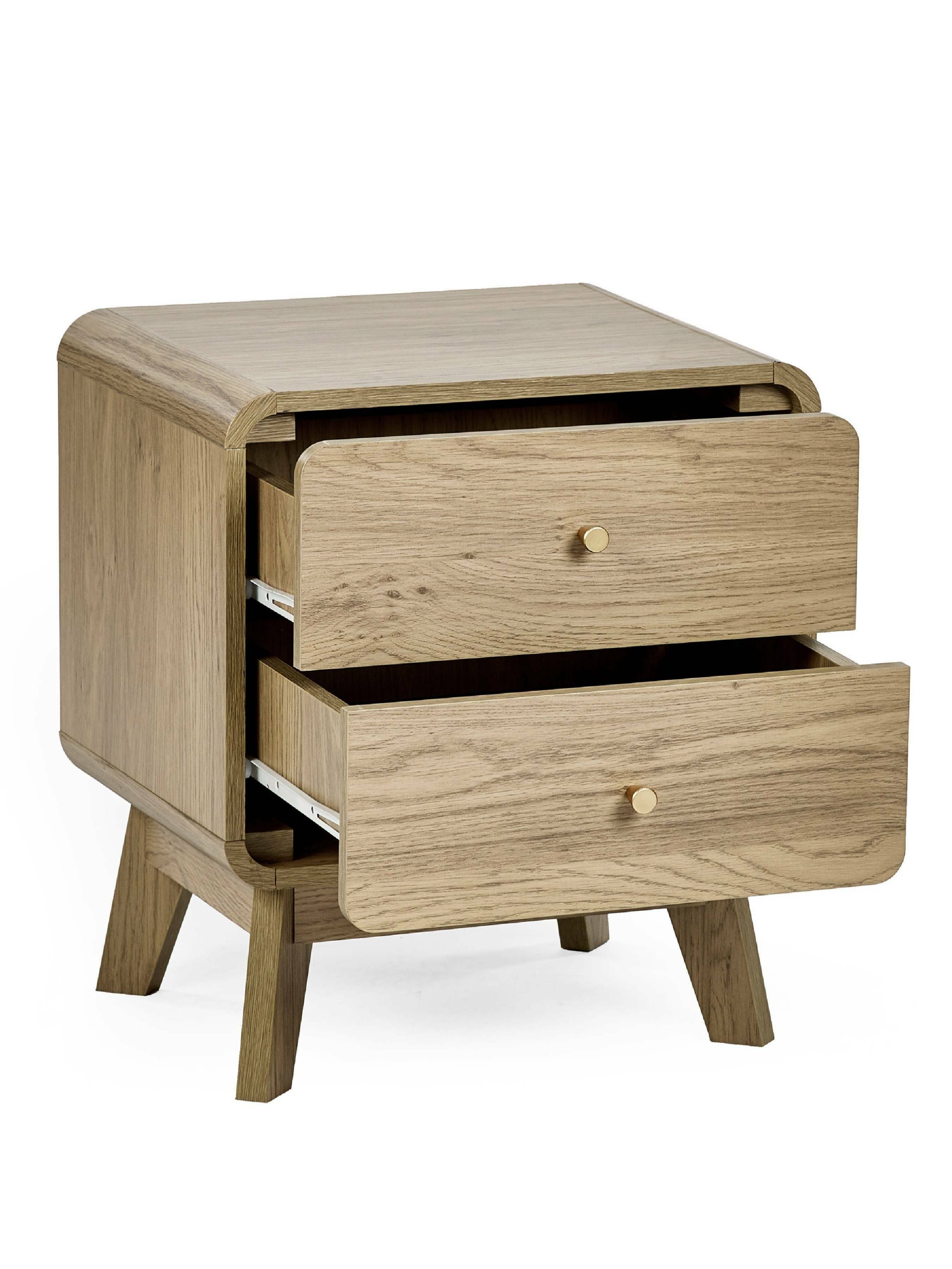 Boswell Oak Wood Bedside Table | 2 Drawers